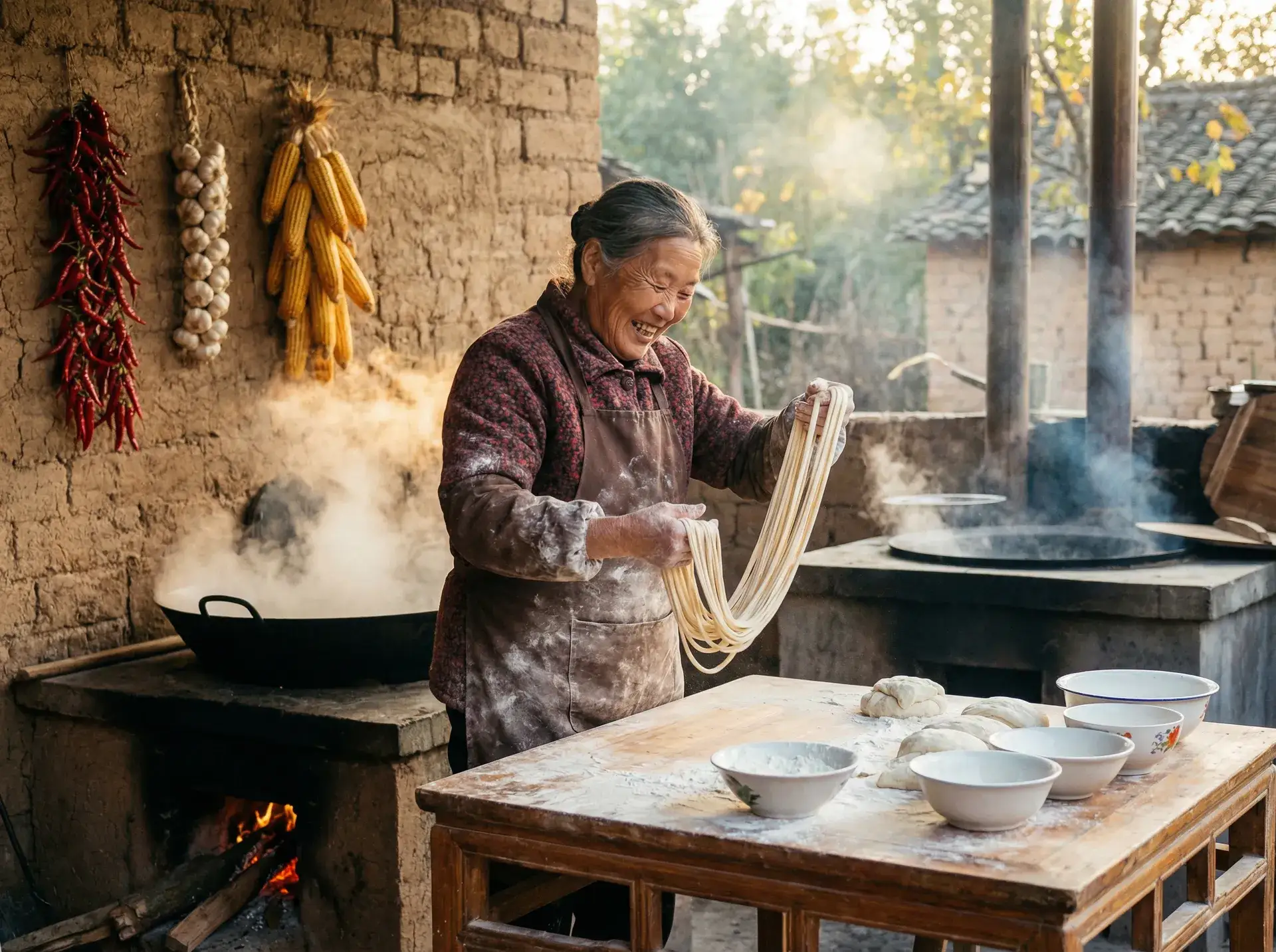农家大嫂手擀面 - 打扑克又疼又叫原声 乡村美食